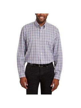 Kirkland Signature Men's Size 17 36/37 Button Down Dress Shirt Plaid e1508